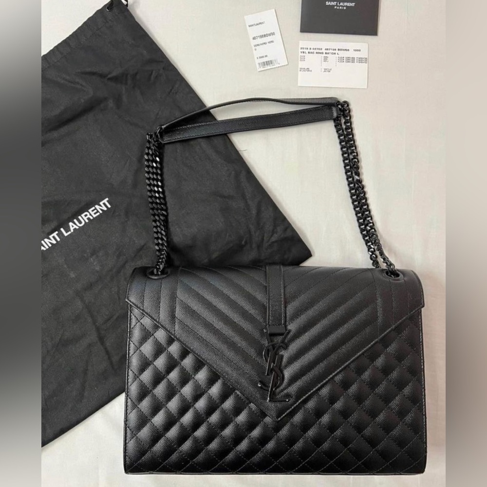 YSL Black Envelope Shoulder Bag Medium